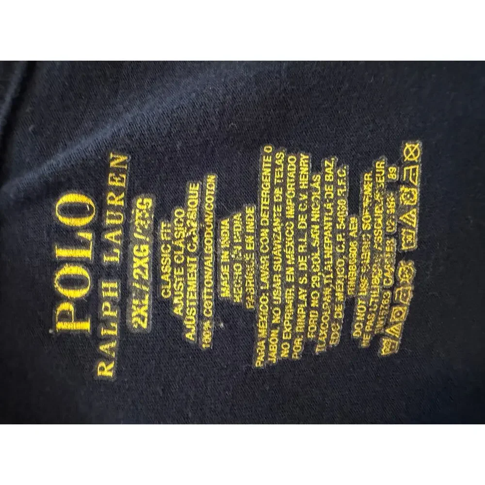 Polo Ralph Lauren navy blue crewneck tshirt w embroidered white logo mens sz XXL